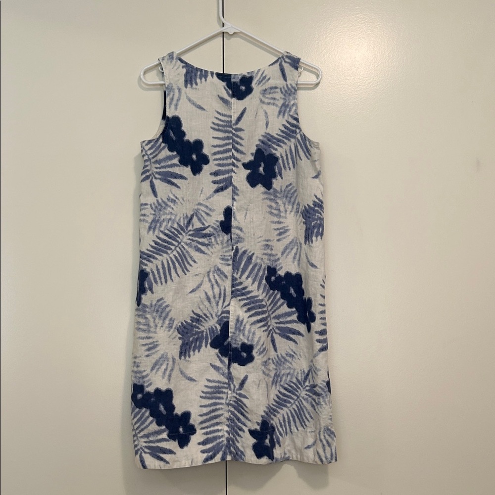 J.Jill floral  Blue and cream Sleeveless Dress - Picture 7 of 9
